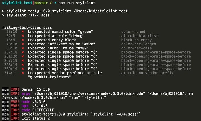 Stylelint errors