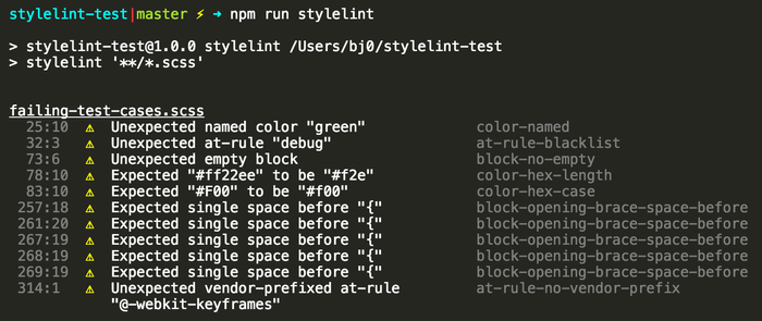 Stylelint warnings